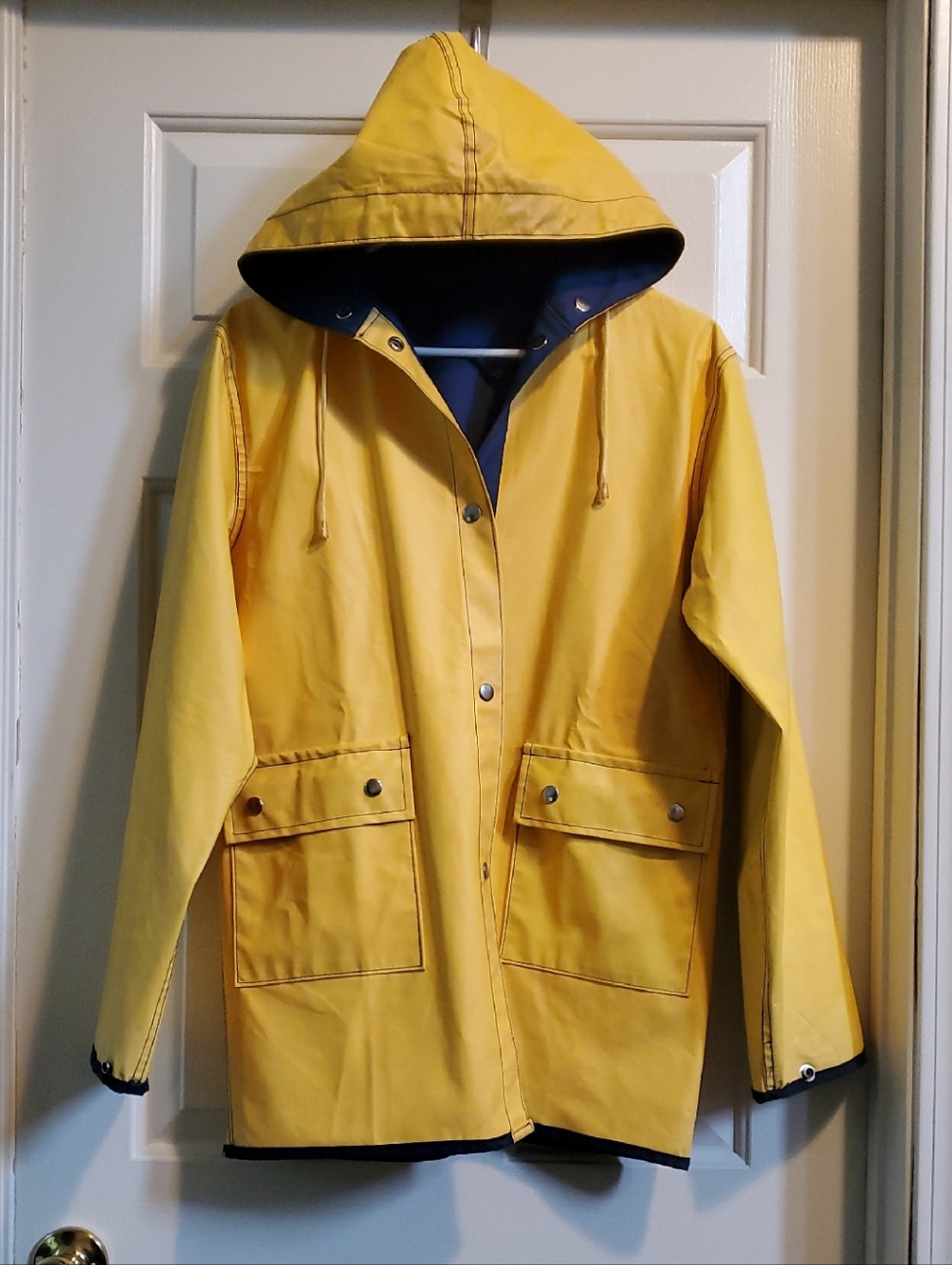 Yellow Slicker Hooded Rain Jacket - Unbranded Vintage Reversible